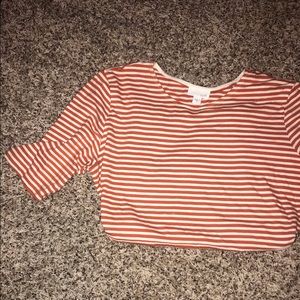 J. Jill Orange and White Striped Shirt